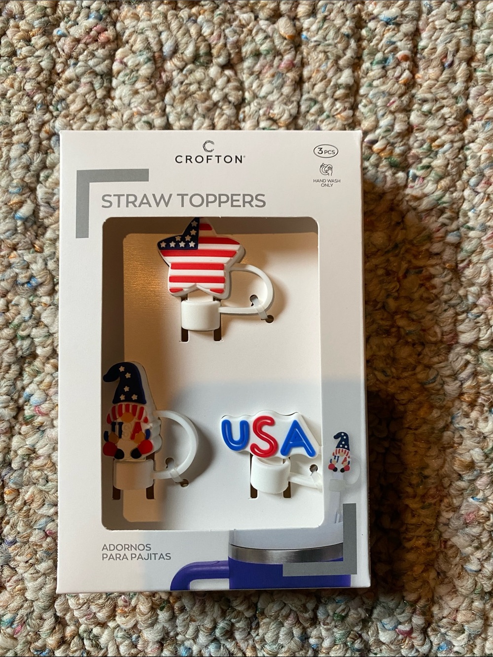 Crofton USA Red, White & Blue Straw Toppers - Patriotic Party Set